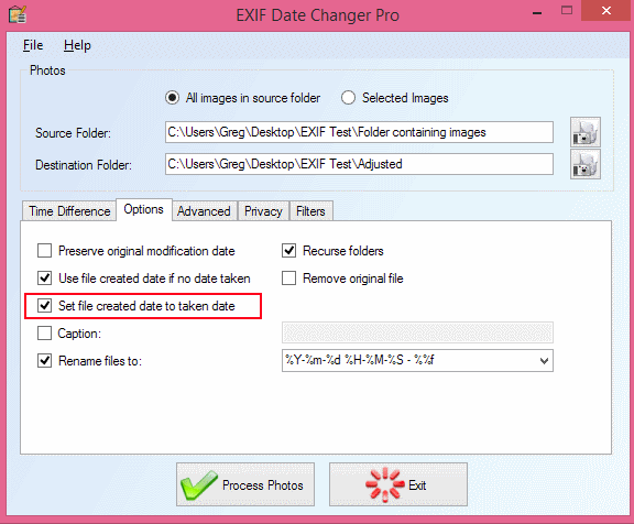 EXIF Date Changer - Tetapkan tanggal file ke tanggal yang diambil