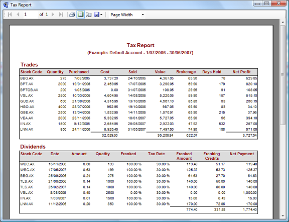 Tax Report